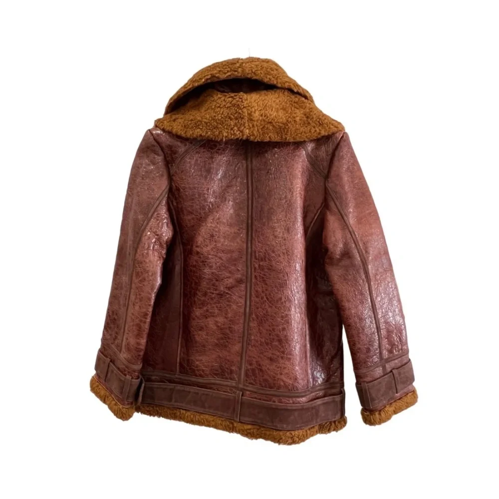 Free People Maverick Shearling Jacket Aviator Leather Coat Size Small - Picture 3 of 3
